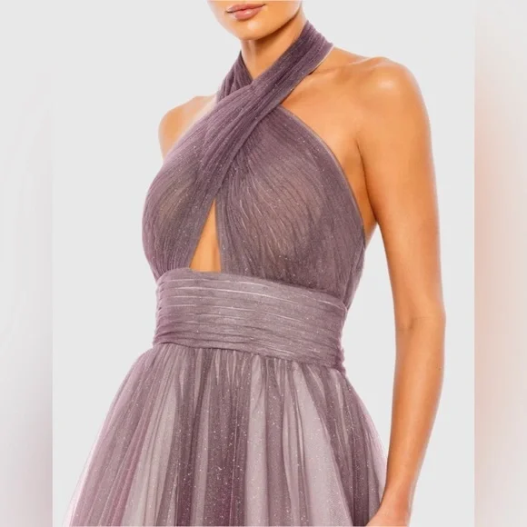Mac Duggal 20376 NWT Glitter Ombre Halter Neck Ballgown